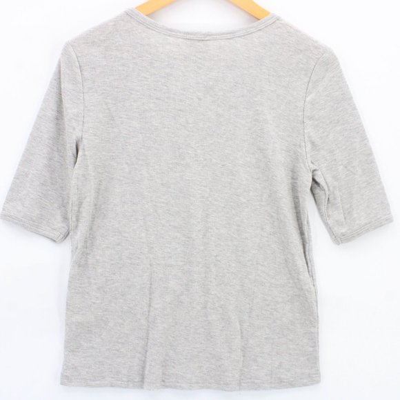 Mo:vint By Anthropologie Blouse Top Womens Gray Silverelake Short Sleeve L NWT - Picture 8 of 10